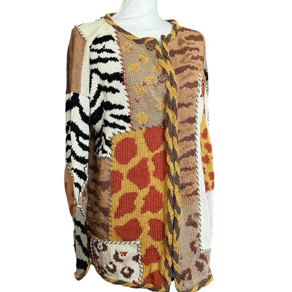 BEREK 1992 vintage hand sewn knitted handmade giraffe knit sweater 90’s Marta D - Picture 2 of 12